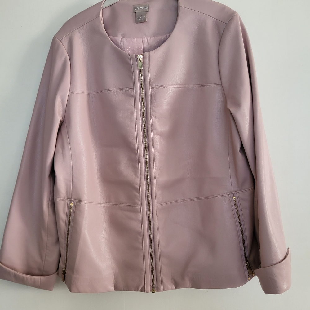 Chico's Lavender Faux leather jacket